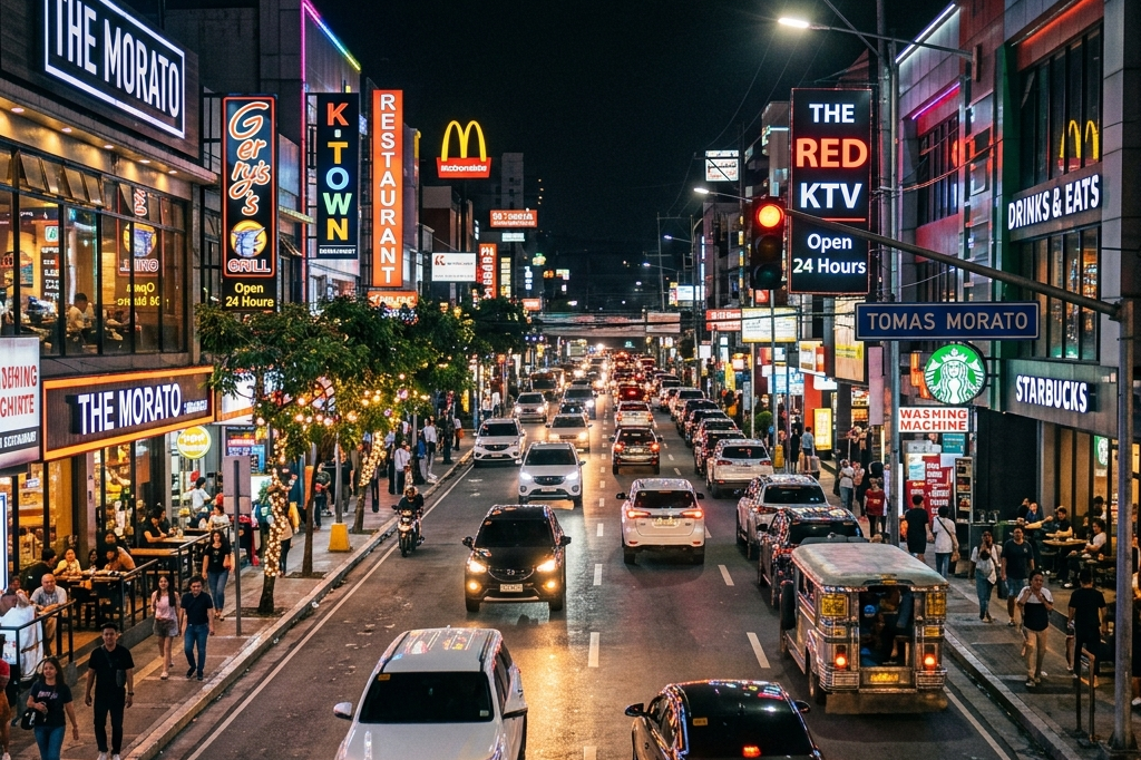 Tomas Morato Avenue at Night